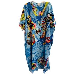 Vintage Saybury Caftan Robe Dress Gown Tassels Fringe Colorful Cover Up